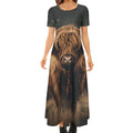 longue maxi à manches courtes Highland Cow pour femme, idéale pour l'été, décontractée et ample, parfaite pour une fête à la plage